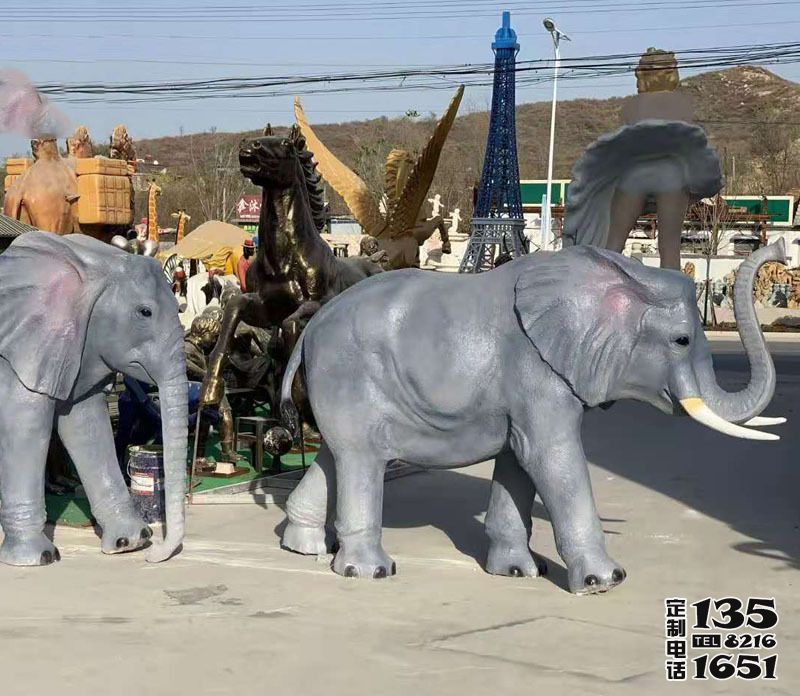 玻璃鋼仿真動物戶外園林大型大象雕塑